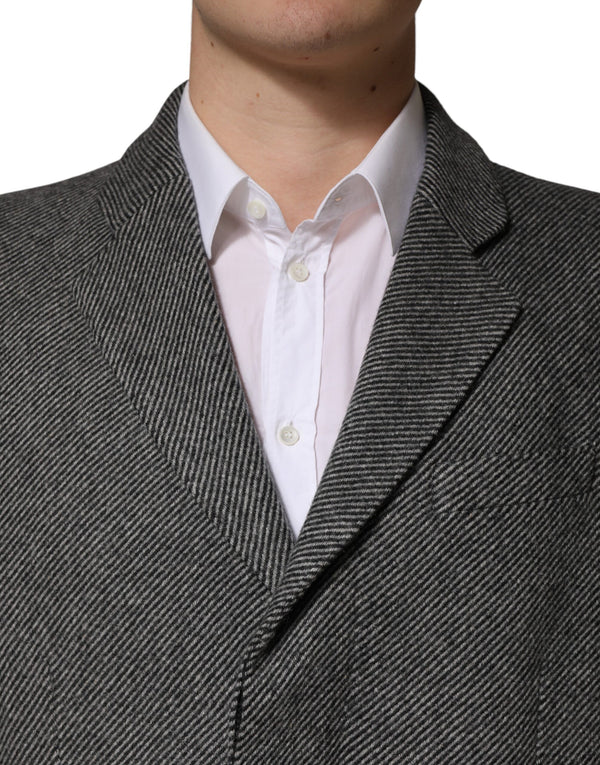 Gray Single Breasted Men Trench Coat Jacket