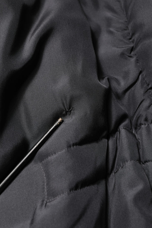 Black Silk Padded Parka Men Coat Jacket