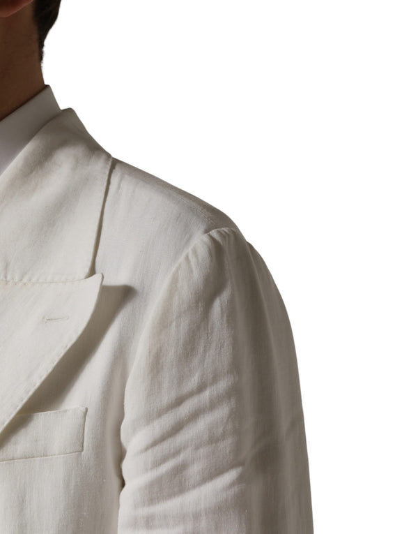 White Double Breasted Men Trench Coat Jacket