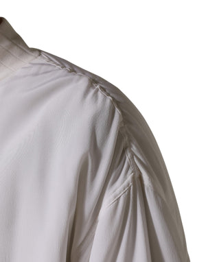 White Silk Full Zip Bomber Blouson Jacket