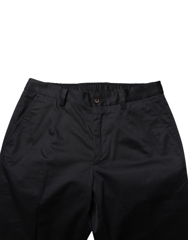 Dark Blue Cotton Skinny Dress Trouser Pants