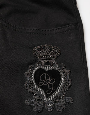 Black Sacred Heart Skinny Men Denim Jeans