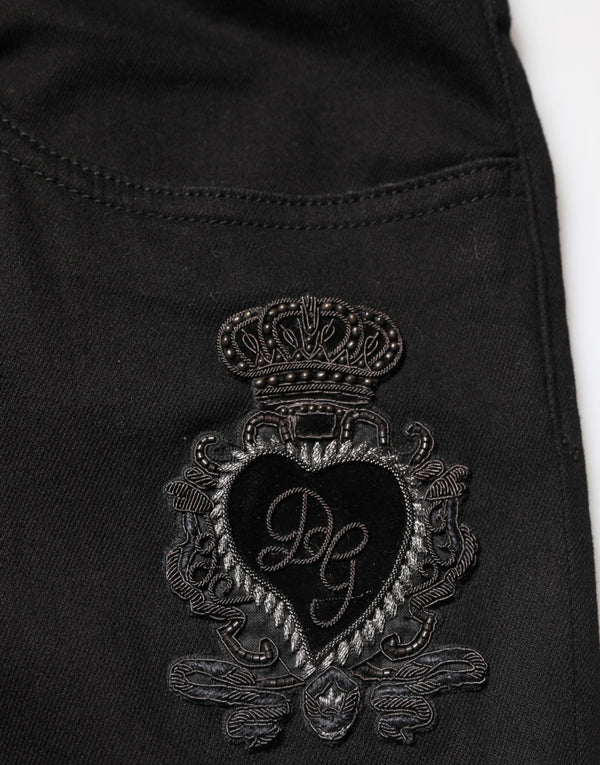 Black Sacred Heart Skinny Men Denim Jeans