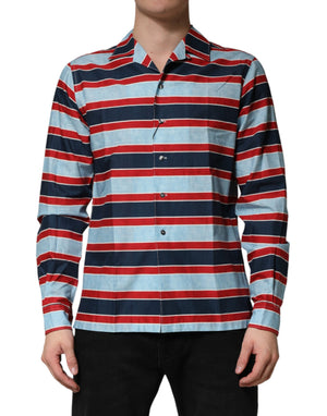 Multicolor Stripes Cotton Men Button Down Shirt