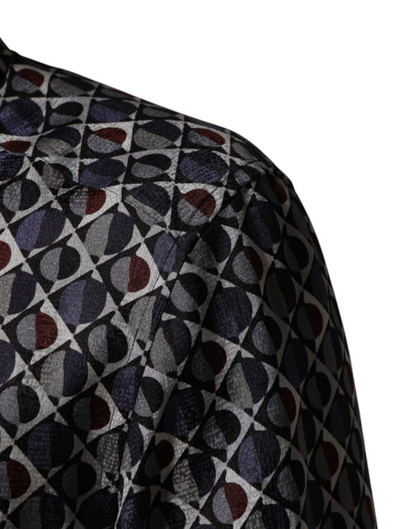 Multicolor Patterned Collared GOLD Men Dress Shirt