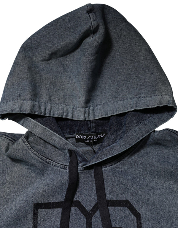 Blue Cotton Logo Hooded Sweatshirt  Sweater