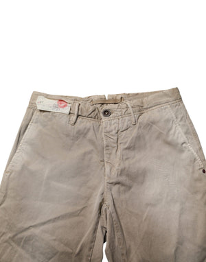 Beige Mid Waist Straight Women Casual Chino Trouser Pants