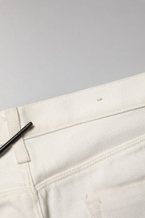 White Cotton Straight Denim Mid Waist Trouser Jeans