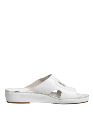 White DG Cutout Slides Slippers Flats Shoes