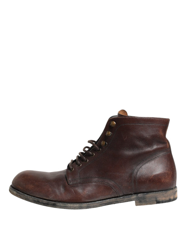 Brown Lace Up Short Ankle Boots Men Shoes