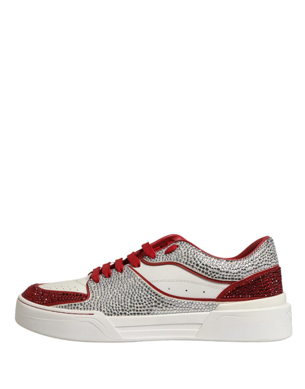 White Red Rhinestone Embellished Men Sneakers Shoes