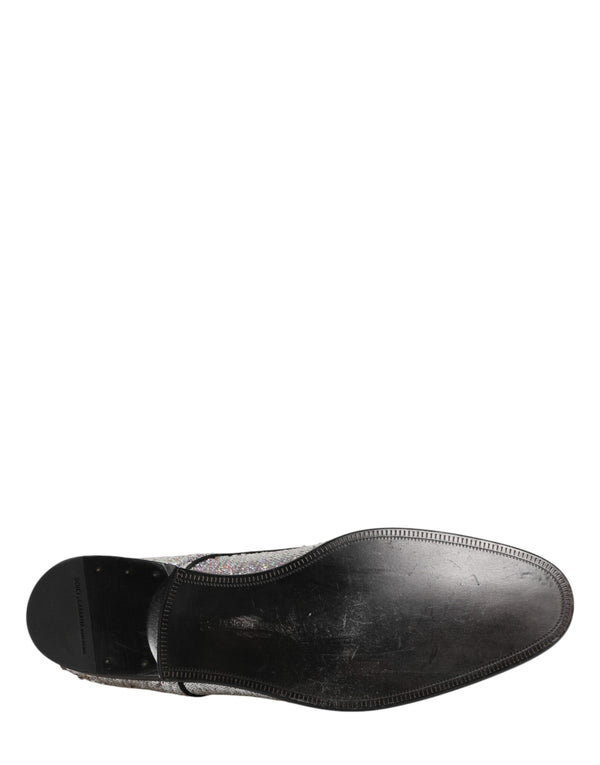 Silver Sequined Lace Up Men Derby Dress Shoes