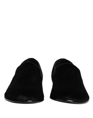 Black Velvet Slip On Loafers Formal Men Shoes