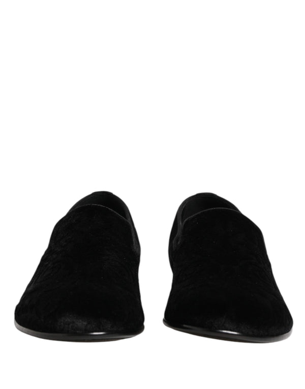 Black Velvet Slip On Loafers Formal Men Shoes