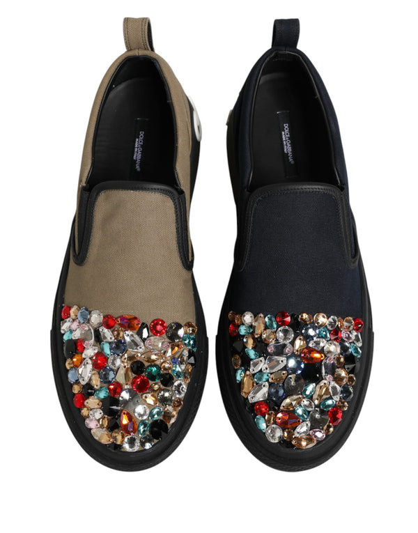 Blue Canvas Embellished Slip On Men Sneakers Shoes