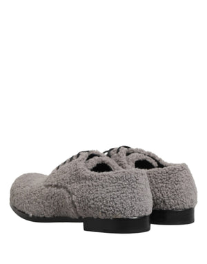 Gray Fleece Lace Up Men Derby Dress Shoes