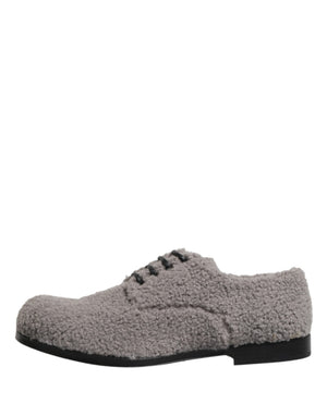Gray Fleece Lace Up Men Derby Dress Shoes