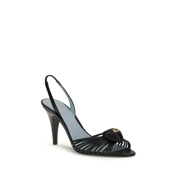 Black Calf Leather Bos Taurus Stiletto Heel Sandals