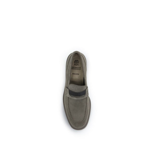 Beige Calf Leather Bos Taurus Slip-On Loafers