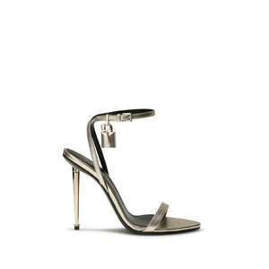 Gold Goatskin Stiletto Heel Sandals