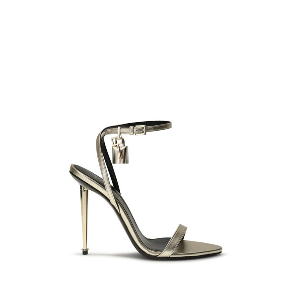 Gold Goatskin Stiletto Heel Sandals