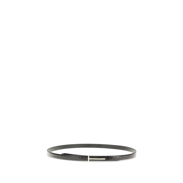 Black Leather Thin Belt