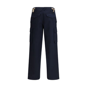 Blue Cotton Cargo Pants