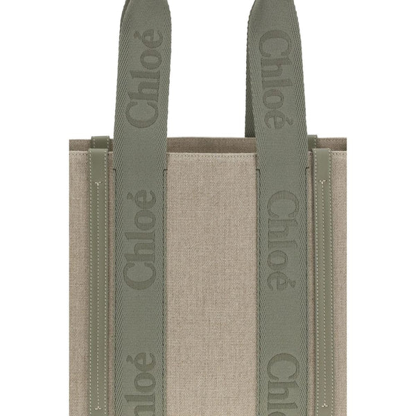 Beige Linen Shoulder Bag
