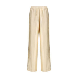 Beige Viscose Casual Pants