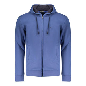 Blue Cotton Men's Hoodie Sweatshirt