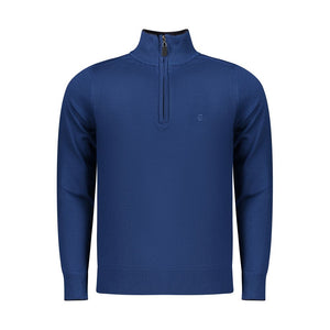 Blue Viscose Men Sweater