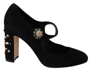 Black Suede Leather High Heel Pumps