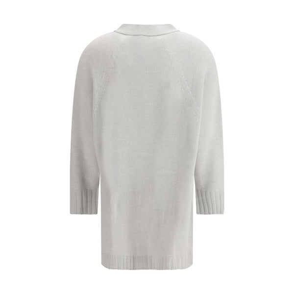 Gray Fleece Wool Cardigan