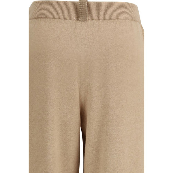 Beige Fleece Wool Casual Pants