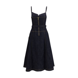 Blue Cotton Casual Dress