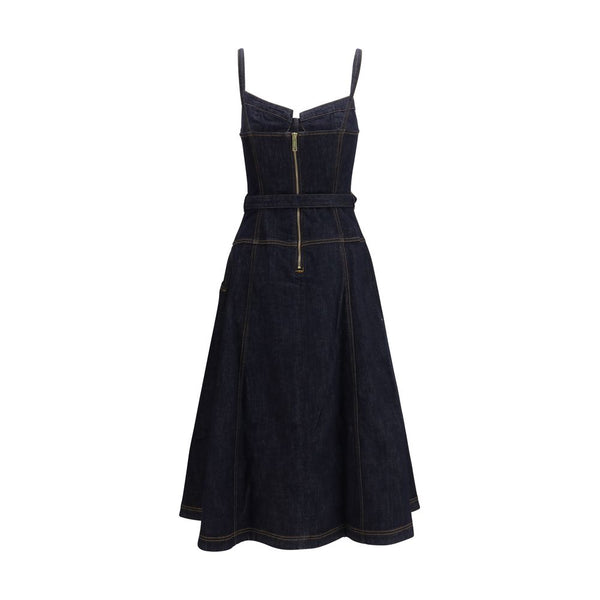Blue Cotton Casual Dress