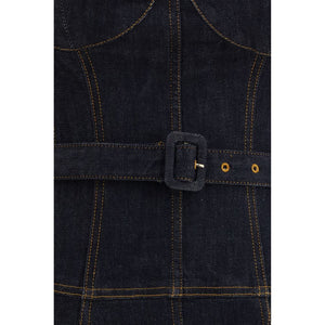 Blue Cotton Casual Dress