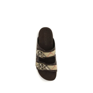 Brown Calf Leather Bos Taurus Flat Sandals