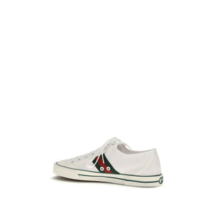 White Cotton Low Top Sneakers
