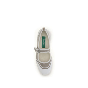 Beige Cotton Ballet Flats