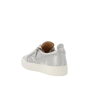 Silver Fabric Low Top Sneakers