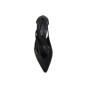 Black Silk Mid Heel Pumps