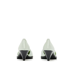 Bicolor Silk Mid Heel Pumps