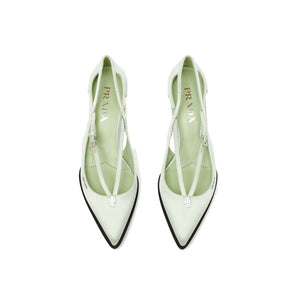 Bicolor Silk Mid Heel Pumps