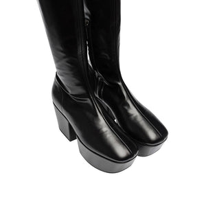 Black Calfskin Over The Knee