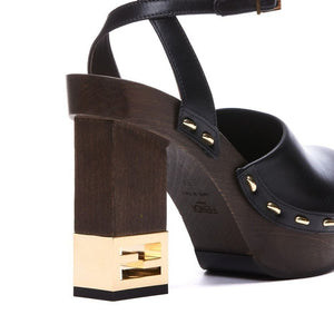 Black Calfskin Clogs