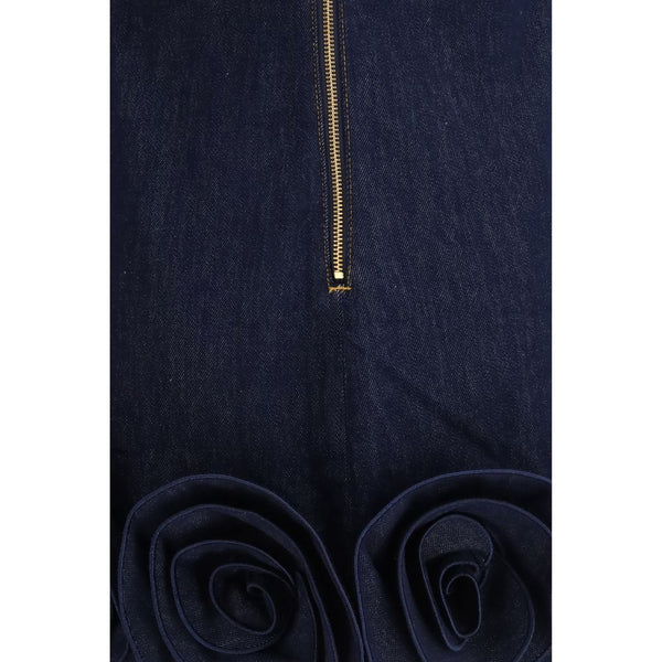 Blue Cotton Casual Dress