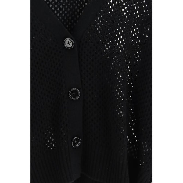 Black Fleece Wool Cardigan