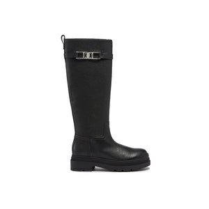 Black Calfskin Over The Knee