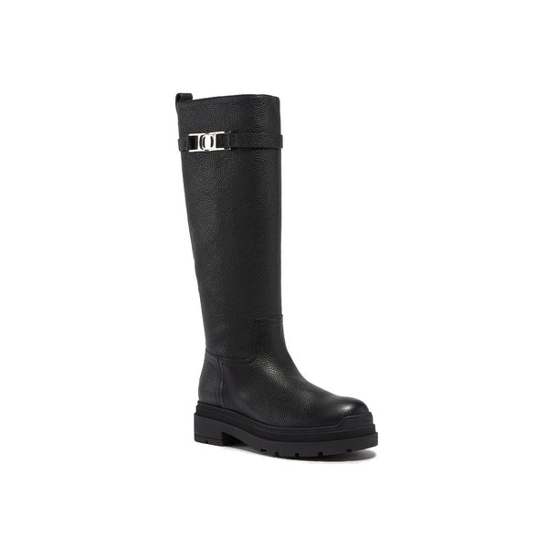 Black Calfskin Over The Knee